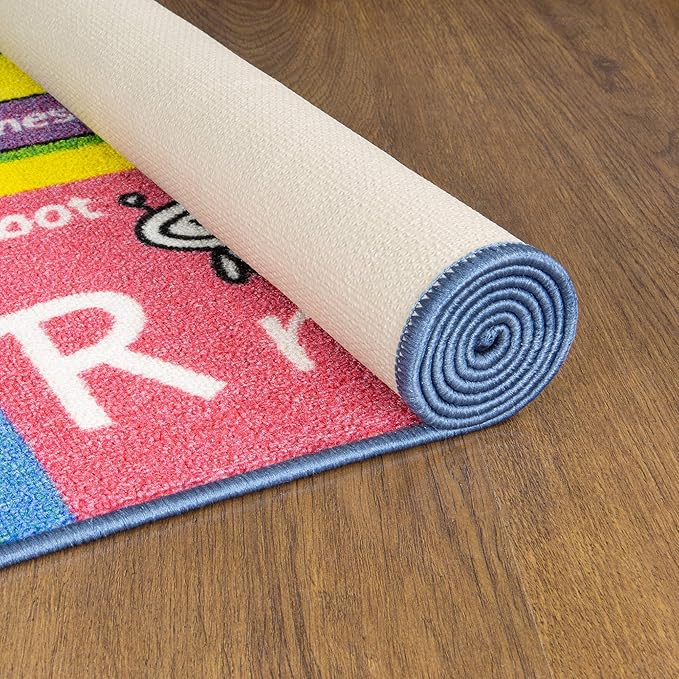 KC Cubs 5x7 ABC Alphabet, Seasons, Months & Days Rug – Educational Play Mat Carpet for Kids, Toddlers, Nursery, Classroom, Playroom, Baby Daycare