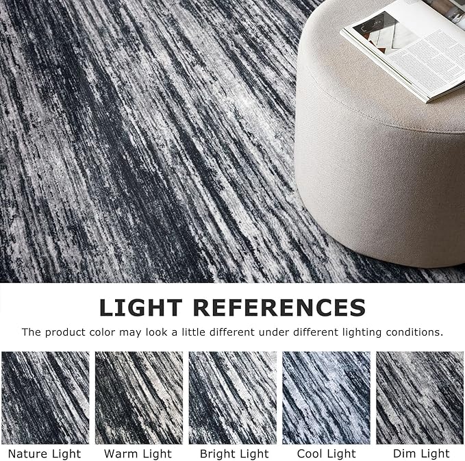 2x6 Modern Abstract Runner Rug for Hallways, Black Super Soft Hallway Decor Kitchen Rugs with Non-Slip, Non-Shedding Washable Rug for Entryway Bedroom Indoor