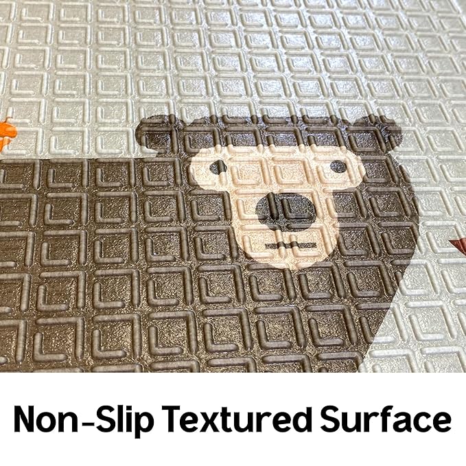 Baby Foldable Play Mat for Baby - Midnight Friends Floor Mats design - Perfect Tummy Time Mat & Nursery Rug - Portable Playroom Rug, Indoor/Outdoor, Waterproof, Made in Korea - Large 79" x 55"