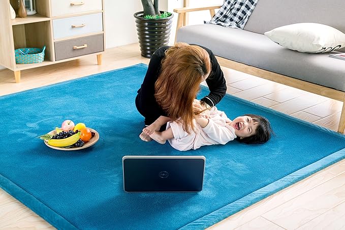 V-mix Baby Play Mat, Handmade Weaving Plush Foam Play Crawling Rugs for Baby, Children Play Blanket, Yoga Mat, Exercise Mat-Cushy- Soft & Thick Hypoallergenic, Non-Toxic