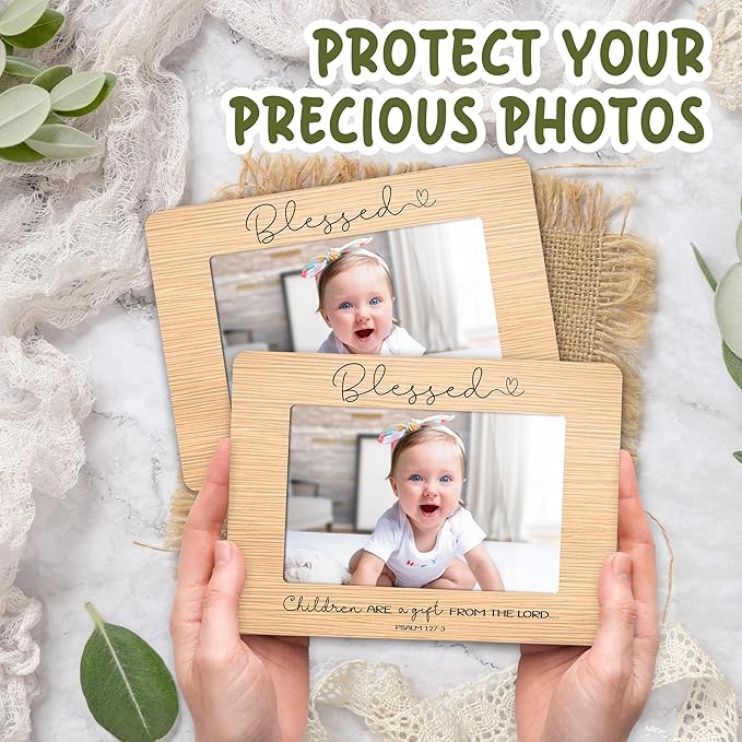 First Christmas Baby Picture Frame - Children Are a Gift from the Lord Gender Reveal Decorations and Baby Shower Gifts for New Mom Grandparent Pregnancy Announcement Nursery 4 X 6 Inch Frame - A21