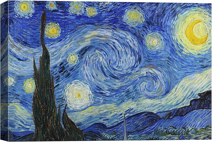 SIGNWIN - Canvas Wall Art - Van Gogh Star Moonlight Night - Poster Giclee Wall Decorations for Living Room High Definition Printed - 12x18 inches