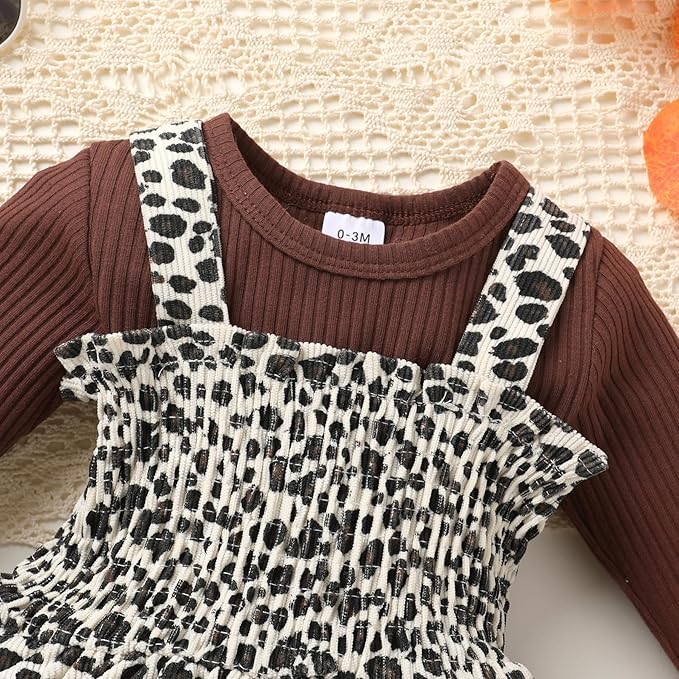 YOUNGER TREE Newborn Baby Girl Fall Winter Outfits Long Sleeve Romper Corduroy Overall Dress Infant Skirt Clothes Sets
