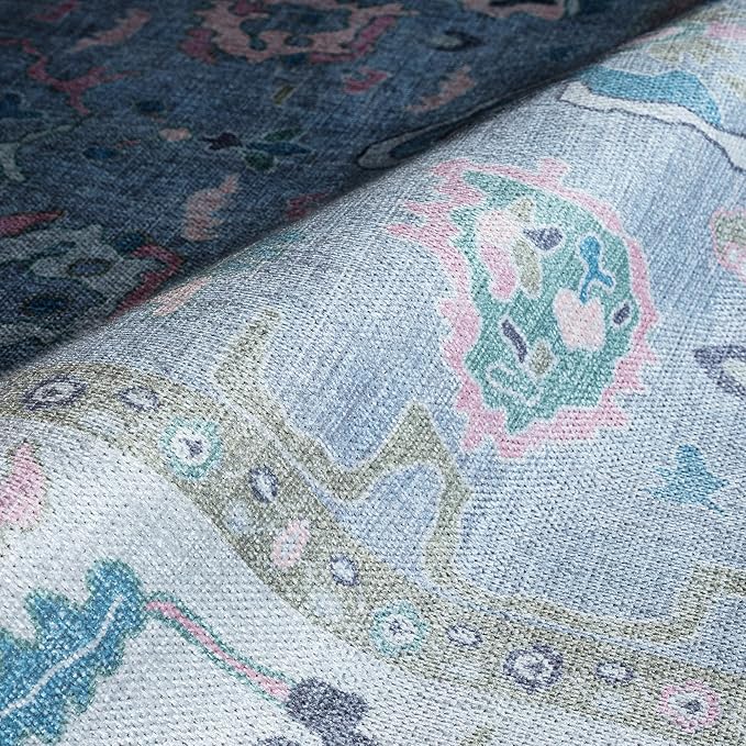 Fame Rugs Lavender Modern Oushak Rug 9x12, Vintage Turkish Colorful Oriental Washable Antique Inspired Oversize Area Rugs, Luxury Living Room Bedroom (386PBL, 9' x 12)