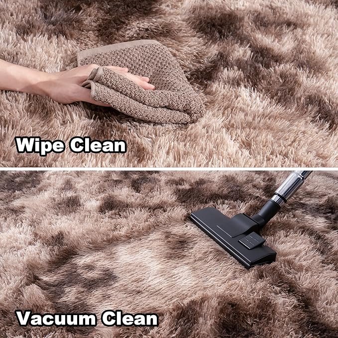 Brown Area Rugs 9x12 Living Room - Super Soft Fluffy Rug Non Slip Large 9 by 12 Area Rug for Bedroom Washable