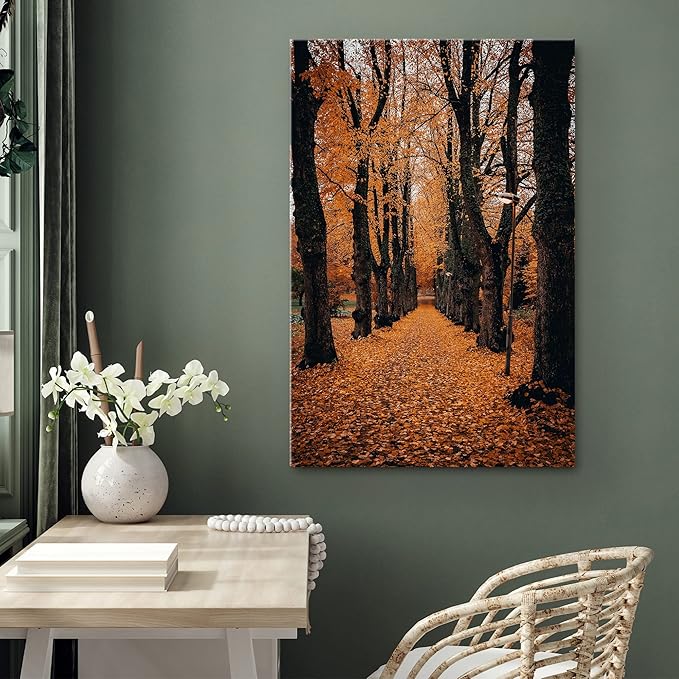 SIGNWIN Canvas Wall Art Autumn Dramatic Forest Landscape Living Room Orange Photography Rustic - 32x48 inches