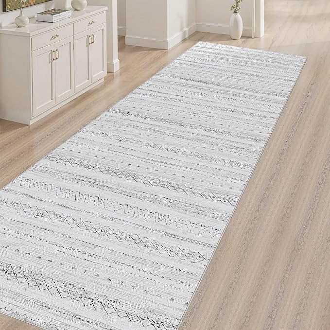 Area Rugs for Living Room Washable Living Room Rug Soft Neutral Indoor Floor Carpet Non-Slip Stain Resistant Modern Boho Rugs for Bedroom Dining Room Kids Room Nursery Office Home Grey