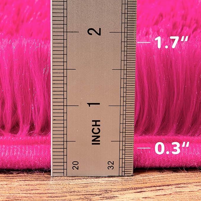 Fluffy Rug Runners 2x6, Super Soft Hot Pink Bedside Rug, Runner Rug for Bedroom Girls, Non-Slip Rug Hallway Decor