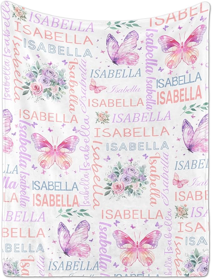 Personalized Baby Blanket- Printed in USA-Custom Baby Blanket with Name for Girls and Boys, Super Soft Plush Fleece, Personalized Baby Gifts
