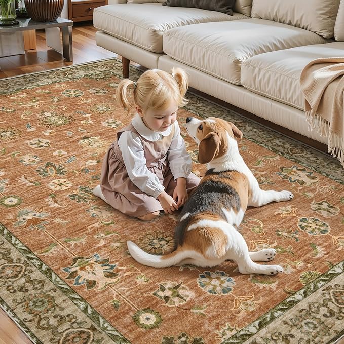 Tangsoo Washable Runner Rug for Hallway Non Slip, 2x6 Boho Floral Vintage Carpet Runner Rugs for Entryway, Floor Soft Low Pile Runners for Kitchen Bathroom Laundry Bedroom Alfombra Farmhouse