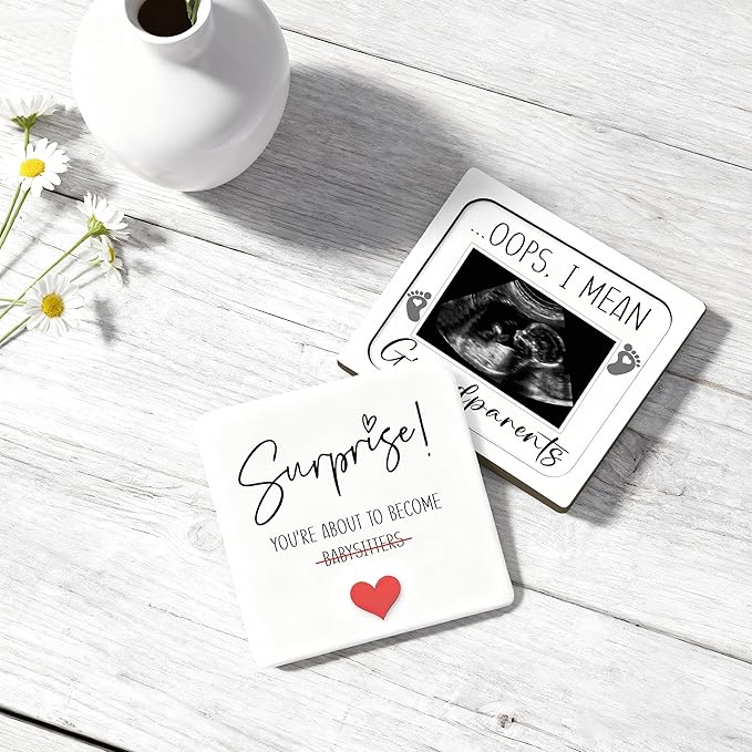 Pregnancy Announcement for Grandma Grandparents, Ultrasound Picture Frame Surprise Box, You're About to Become A Babysitter, Baby Coming Soon Announcement, Pregnancy Reveal Gifts to Grandparents