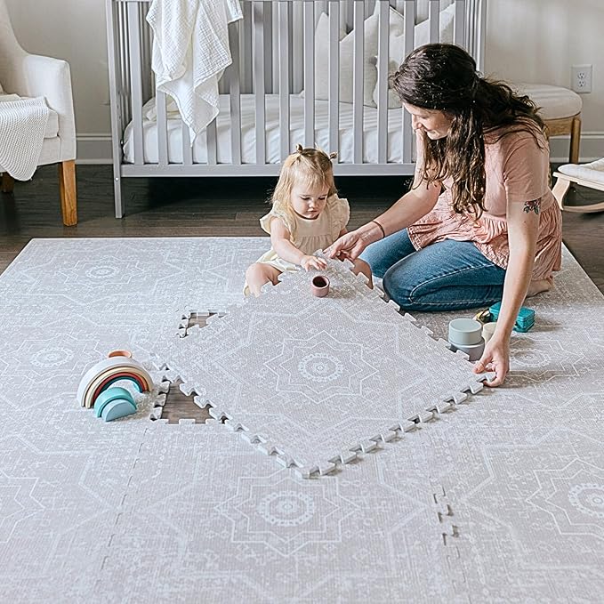 Baby Play Mat for Floor - Layla (6x8ft) - Premium EVA Foam Play Mat for Babies & Toddlers (Ages 0-5+) - Non-Toxic Playmat for Tummy Time, Crawling & Playroom - Stylish & Comfortable