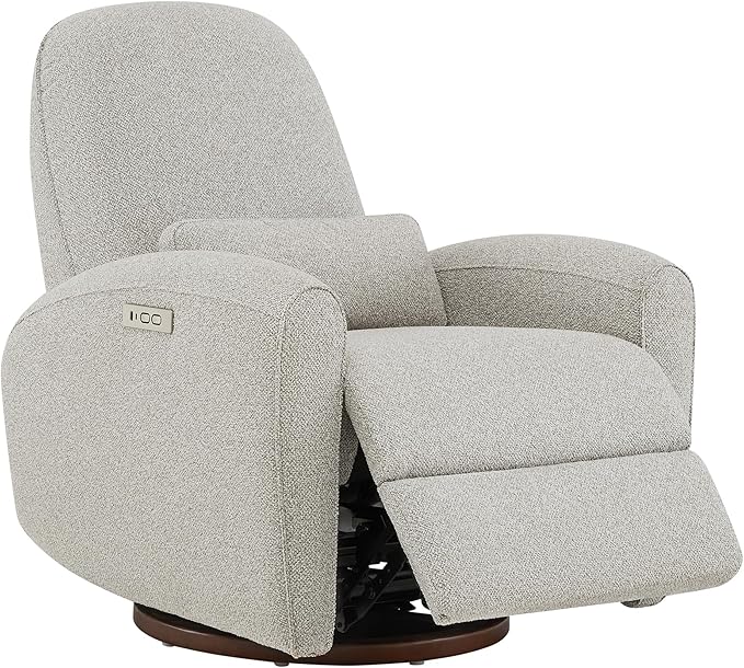 Watson & Whitely Swivel Glider Chairs, Nursery Rocking Chairs Power Recliner with Pillow Lumbar Support Charging Ports & Solid Wood Base for Living Room, Grey