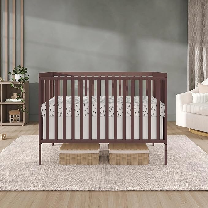 Dream On Me Synergy 5 in 1 Convertible Crib in Baltic Amber, Greenguard Gold and JPMA Certified, Converts from A Baby Crib to A Toddler Bed, A Daybed and Full-Size Bed