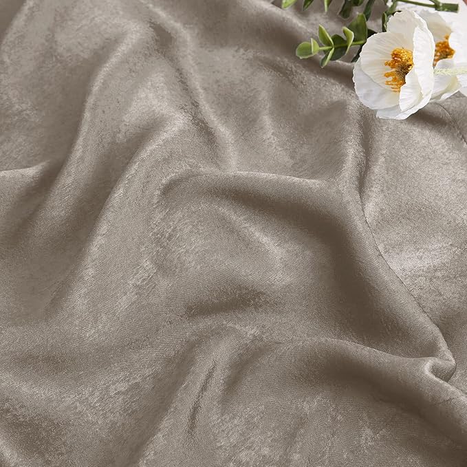 Melodieux Taupe Velvety Semi Sheer Curtains 63 Inch Length for Bedroom, Living Room Natural Cotton Texture Rod Pocket Window Sheer Drapes, 52 by 63 Inch (2 Panels)