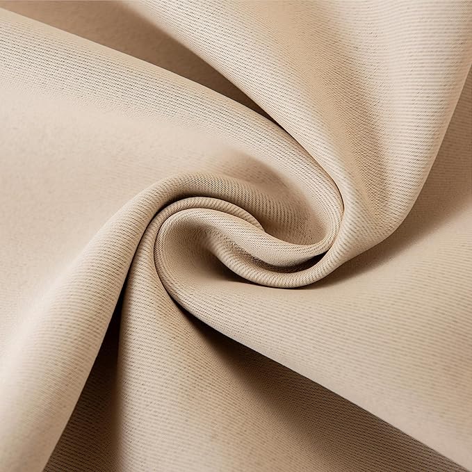 INLINAS 52 x 84 Inches Beige Blackout Curtains with Sheer Overlay - Back Tab and Rod Pocket Thermal and Noise Reduction Panels for Bedroom and Living Room Light Blocking and Energy Saving, Set of 2