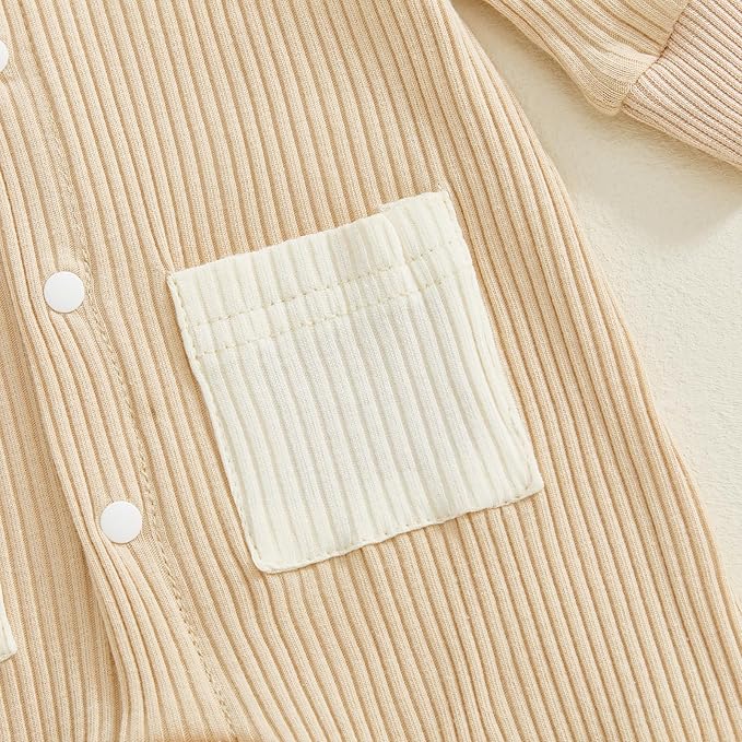 Infant Boys Fall Clothes Newborn Baby Romper Hat Stripe Knit Long Sleeve Bodysuit Jumpsuit Baby Going Home Outfit