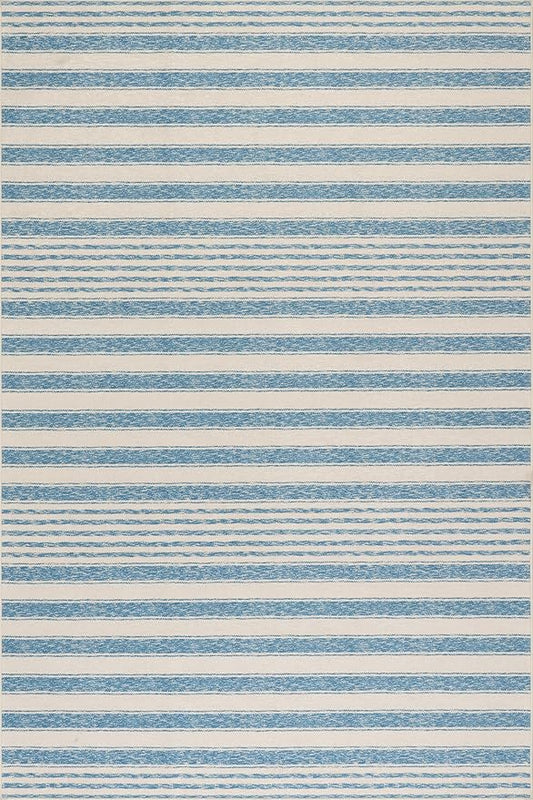 Dash & Albert Vion Blue Machine Washable Rug, 8.5 X 11.5 Feet, Blue/Grey Stripe Pattern