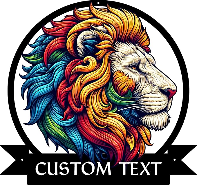 Metal Signs Customized, Lion Wall Decor for Living Room/Bedroom/Office, Personalized Birthday/Christmas/New Home Gift for Nature Lover/Brother