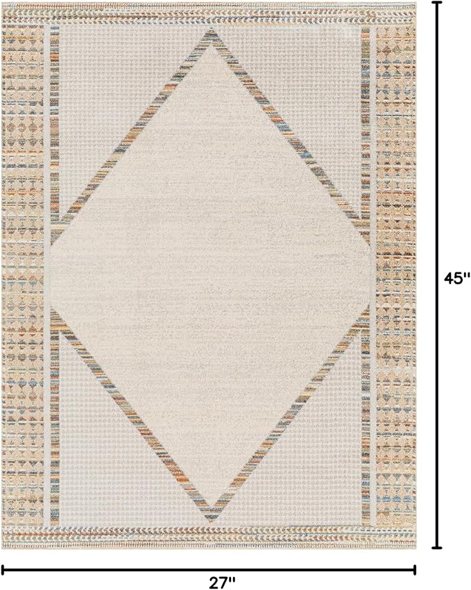 Mark&Day Washable Rugs, 2x4 El Dorado Global Beige Area Rug, Brown Beige Carpet for Living Room, Bedroom or Kitchen (2'3" x 3'9", Machine Washable)