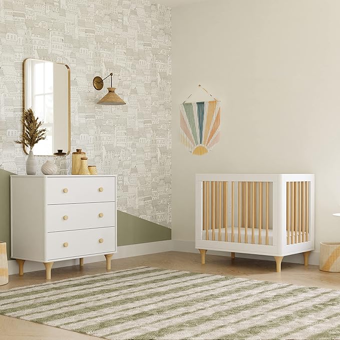 Babyletto Lolly 4-in-1 Mini Crib Convertible to Mini Wooden Toddler Bed, Daybed & Twin-Size Bed - GREENGUARD Gold Certified - Made of 100% Solid Wood - Includes Toddler Conversion Kit - Washed Natural