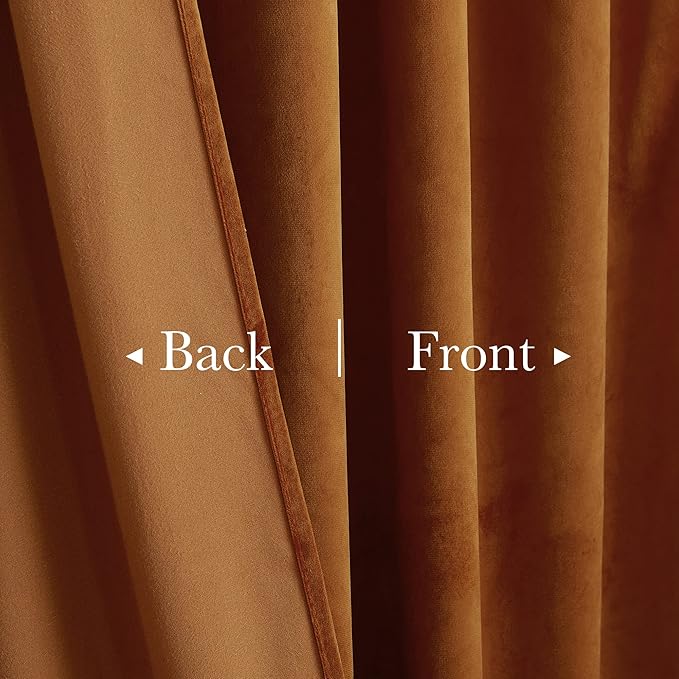 StangH Burnt Orange Living Room Curtains 105 inches Long Fall Curtains Thermal Insulated Window Drapes for Bedroom Heavy Thick Privacy Panels Holiday Decor, W52 x L105, 2 Panels