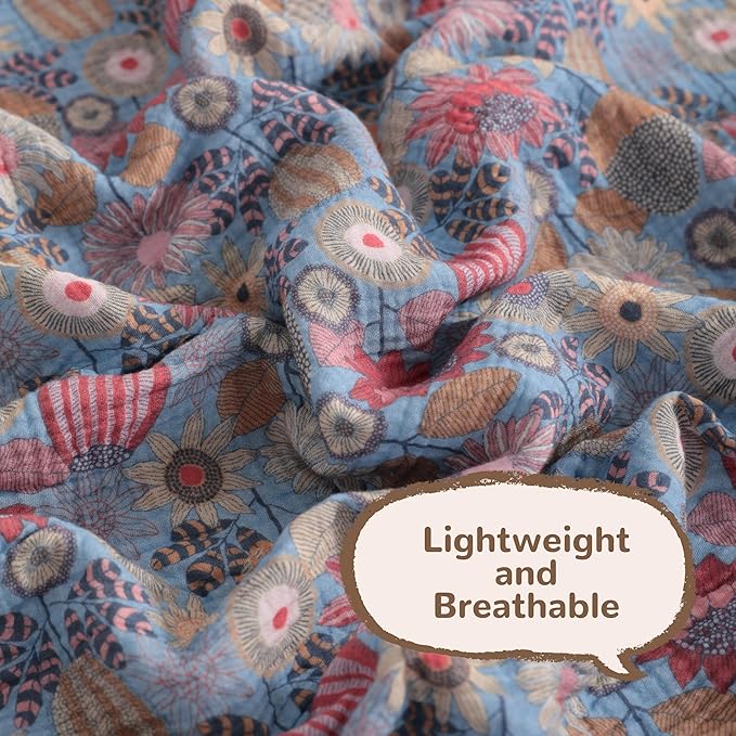 NTBAY 2 Layer Muslin Cotton Baby Swaddle Blanket, 30x40 Soft and Breathable Receiving for Newborns and Infants, Perfect for Crib, Stroller, Travel, Lightweight Nursery Blanket, Boho Flower