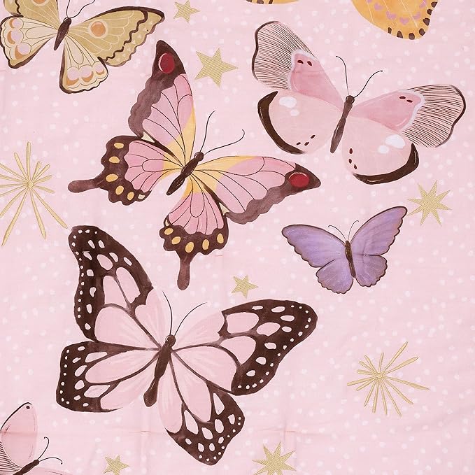 Lambs & Ivy Butterfly Dreams Pink/Gold 3-Piece Nursery Baby Crib Bedding Set