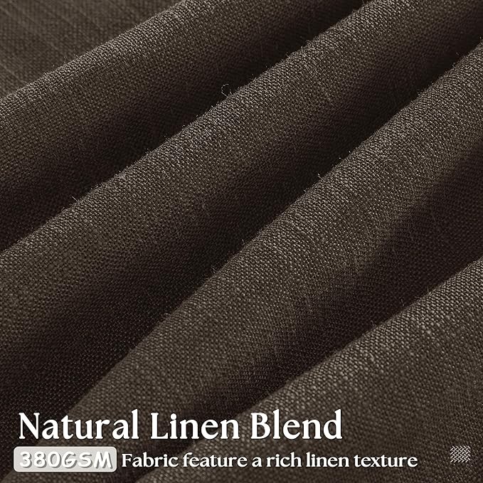 Dark Chocolate Pinch Pleated Linen 120 Inch Curtains 2 Panels for Living Room Bedroom Memory Training Shaped Semi Sheer Pleat Drapes with Hooks Rings Light Filtering Window Curtain 40x120