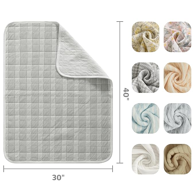 NTBAY Jersey Cotton Quilted Toddler Blanket, Breathable and Warm for Boys and Girls Baby Blanket, 30x40 Inches, Grey Grid