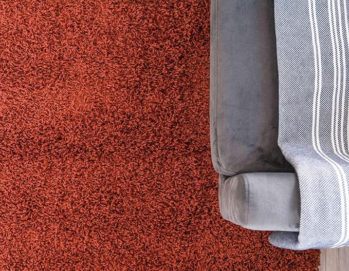 Unique Loom Solid Shag Collection Area Rug (2' 2" x 6' 5" Runner, Terracotta)