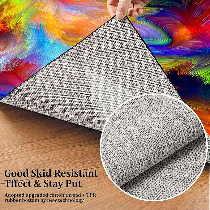 Abstract Ink Area Rugs4x6ft Modern Style Art Multicolor Paint Background Rug,Colorful Aurora Color Swirl Watercolor Wave Mats,Home Decor Machine Washable Carpet