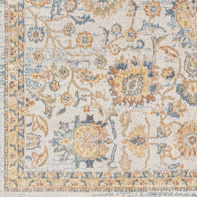 Mark&Day Washable Rugs, 2x3 Eskridge Traditional Burnt Orange Area Rug, Orange Blue Beige Carpet for Living Room, Bedroom or Kitchen (2' x 3', Machine Washable)