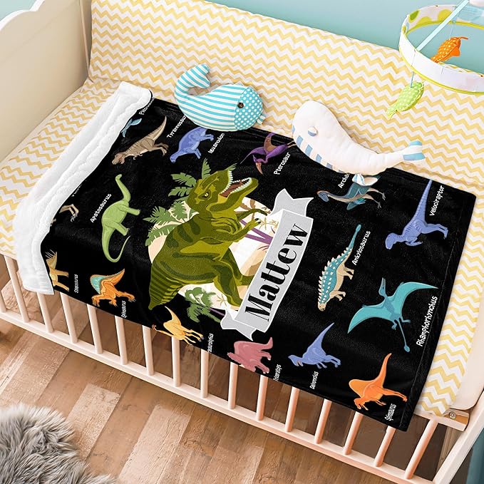 J&SBGFT Personalized Baby Blanket, Custom Name Blanket for Boys & Girls, Toddlers to Kids, Nursery Stroller Crib Decor - 30"x40", Color: Blue