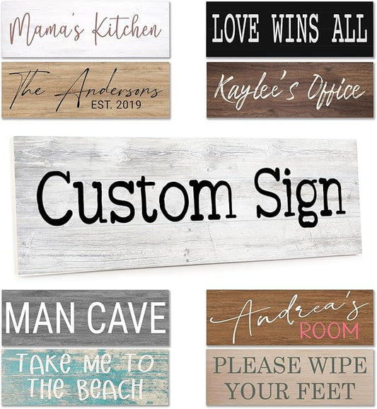 Custom Wood Signs, Personalized Sign For Home, Custom Fonts Colors Sizes, Make Your Own Unique Sign, 10 Backgrounds - Fonts & Colors can be Changed, Personalized Rustic Sign (6" x 18")