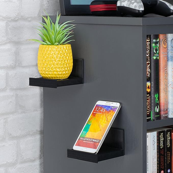 BRAINWAVZ Screwless 4" Universal Shelf for Cloud Security Camera, Baby Monitor, Small Speakers, Electronics & More, No Tools, VHB Tape Strong Adheasive, Easy to Install (Black)