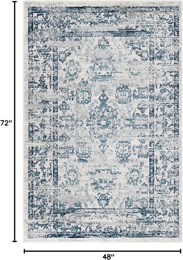 Rugs.com Charleston Collection Rug – 4' x 6' Ivory Low-Pile Rug Perfect for Living Rooms, Large Dining Rooms, Open Floorplans