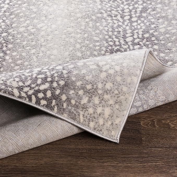 Livabliss Area Rugs - 5x7 Pablo Modern Antelope Print Medium Gray Area Rug for Living Room Bedroom - Animal Theme Non-Shedding Stain Resistant Carpet for Kitchen, Office (5'3" x 7'1")