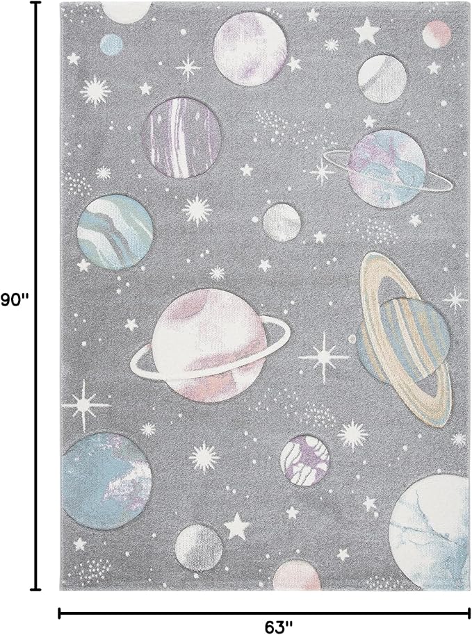 SAFAVIEH Carousel Kids Collection Area Rug - 5'3" x 7'6", Grey & Lavender, Non-Shedding & Easy Care, Ideal for High Traffic Areas for Boys & Girls in Playroom, Nursery, Bedroom (CRK103F)