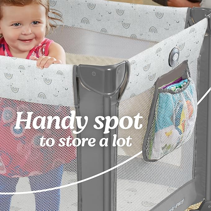 Graco Pack ’n Play Portable Playard, Compact Fold, Mesh Storage Pouch, Lightweight Playpen, Reign