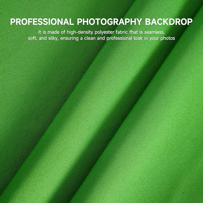YSKE-Y1 10x7ft Green Photo Backdrop Background, Seamless Fabric Photography Backdrop Curtain Screen for Photoshoot Video Studio Party