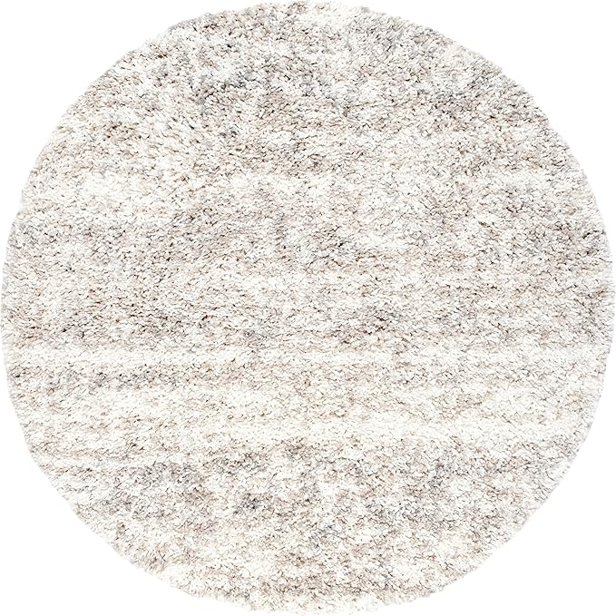 nuLOOM Brooke Shag Tasseled Area Rug - 4 Round Accent Shag Rug Casual Ivory Rugs for Living Room Bedroom Dining Room Nursery Entryway
