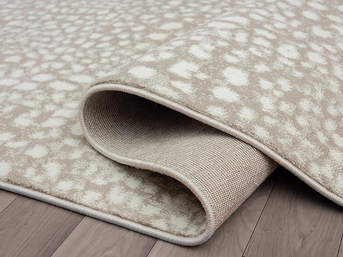 Abani Beige Cheetah Print Area Rug Rugs, Arto Collection - Contemporary Durable Accent Rug (4' x 6')