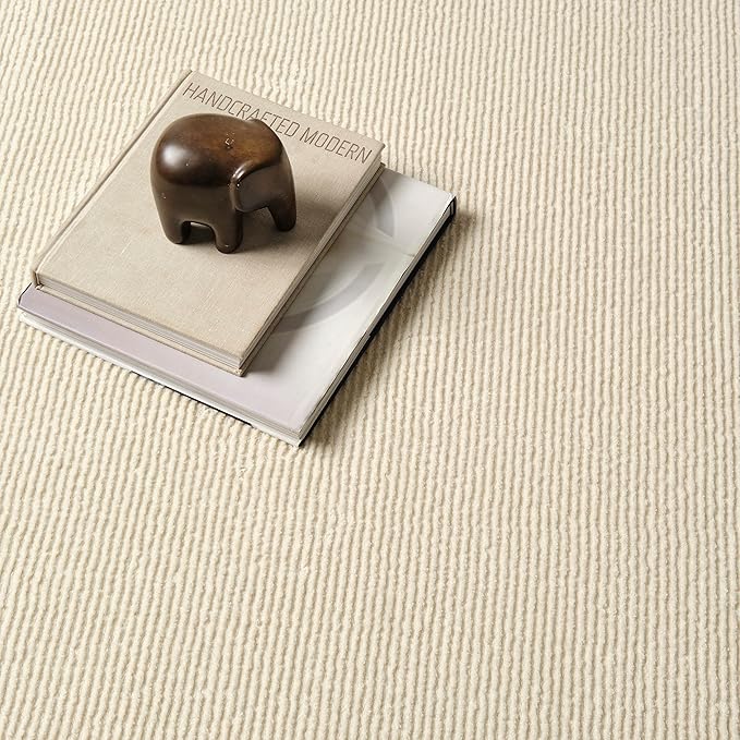 Revival Rugs Stripe 2'7"x4'11" Machine Washable Area Rug for Kitchen Bedroom - 100% Recycled Oeko-TEX Certified, Medium Pile, Beige, Cream