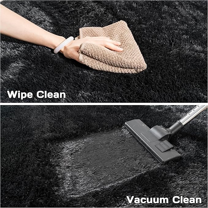 Round Fluffy Circle Rug 6FT Black - Super Soft Shaggy Plush Fuzzy Furry Carpet for Boys Girls Kids Room