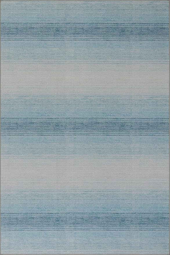 Dash & Albert Pandora Blue Machine Washable Rug, 3 X 5 Feet, Blue Abstract Pattern