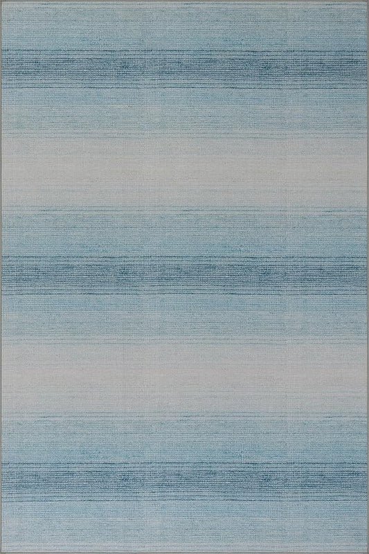 Dash & Albert Pandora Blue Machine Washable Rug, 2 X 3 Feet, Blue Abstract Pattern