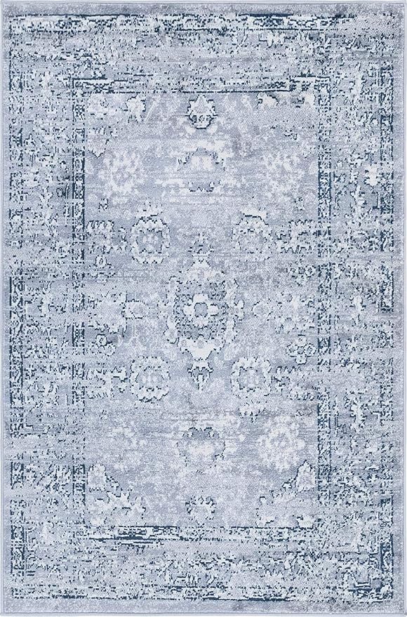 Rugs.com Charleston Collection Rug – 4' x 6' Gray Low-Pile Rug Perfect for Living Rooms, Large Dining Rooms, Open Floorplans