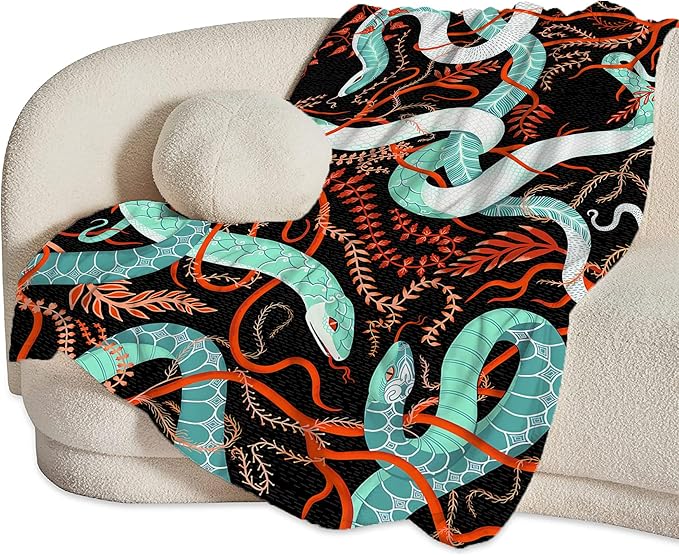 Snake Throw Blanket for Women, Men & Kids - Soft, Warm & Cozy Fleece Blanket for Couch, Sofa & Bed - 80"x60"