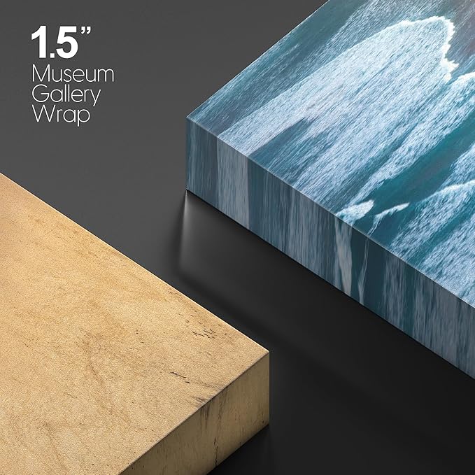 SIGNWIN Canvas Wall Art Serene Ocean Shoreline Aerial Beach View with Rolling Waves and Lone Surfer Photography Modern Art Rustic Landscape Relax/Calm for Living Room, Bedroom - 24"x36"